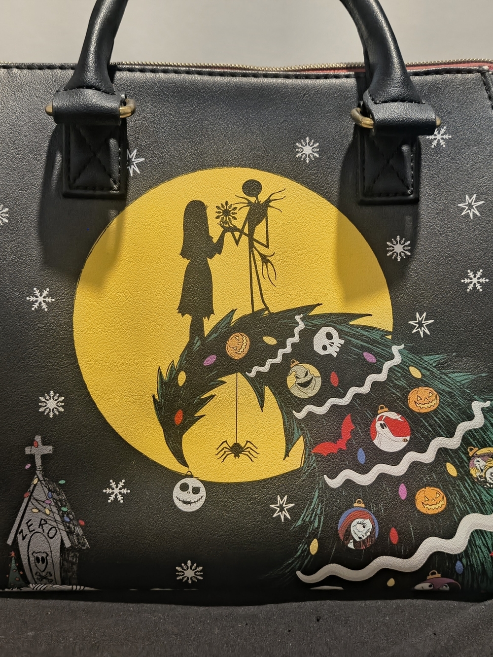 Black Nightmare Before Christmas Themed Top-Handle Tote Bag